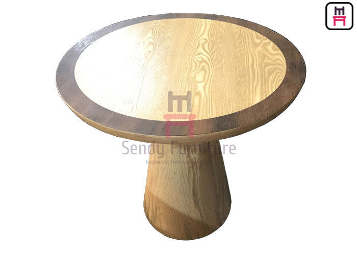 Laminate Veneer Restaurant Dining Table 0.3cbm Volume With Subuliform Solid Wood Base
